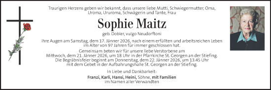 Traueranzeige von Sophie Maitz von Kleine Zeitung