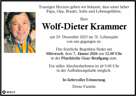 Traueranzeige von Wolf-Dieter Krammer von Kleine Zeitung