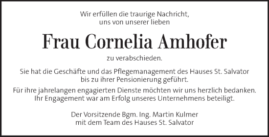 Traueranzeige von Cornelia Amhofer von Kleine Zeitung