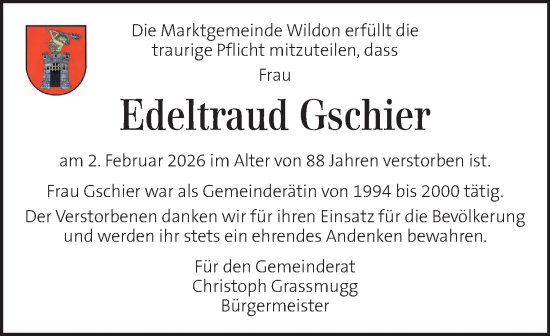 Traueranzeige von Edeltraud Gschier von Kleine Zeitung