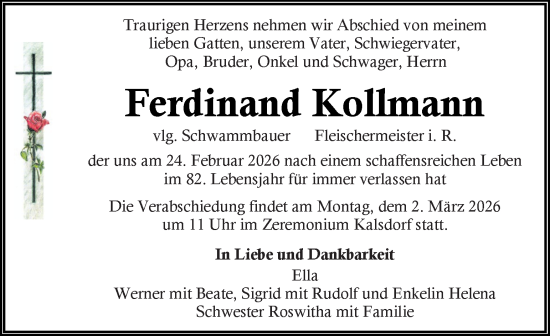 Traueranzeige von Ferdinand Kollmann von Kleine Zeitung