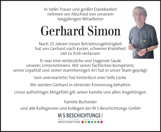Traueranzeige von Gerhard Simon von Kleine Zeitung