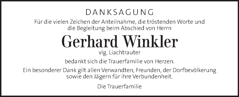  Traueranzeige für Gerhard Winkler vom 04.02.2026 aus Kleine Zeitung