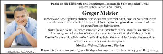 Traueranzeige von Gregor Meister von Kleine Zeitung