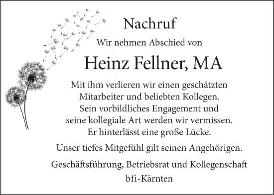 Traueranzeige von Heinz Fellner von Kleine Zeitung