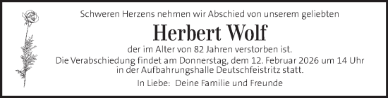 Traueranzeige von Herbert Wolf von Kleine Zeitung