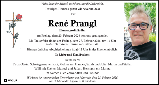 Traueranzeige von René Prangl von Kleine Zeitung